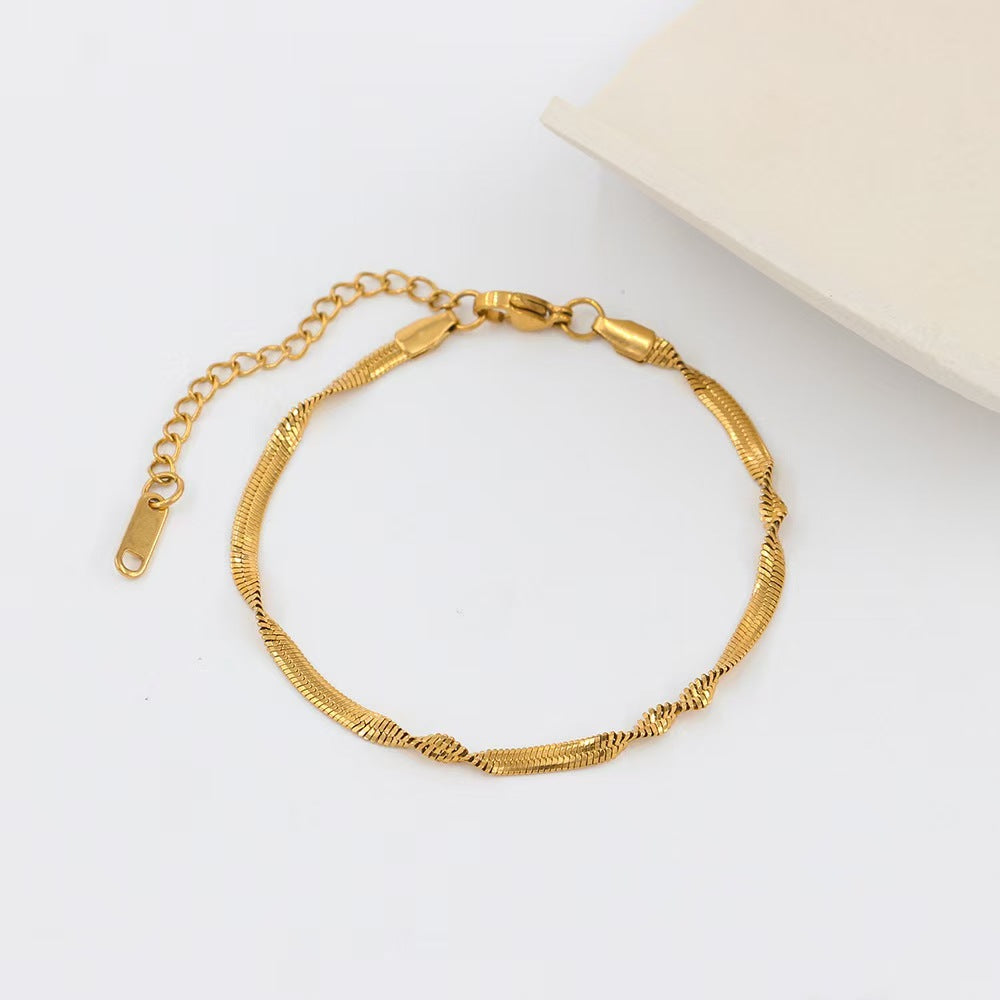 Creative Design Niche Personality Trendy Twisted Snake Bone Chain Necklace Simple Stainless Steel Plated