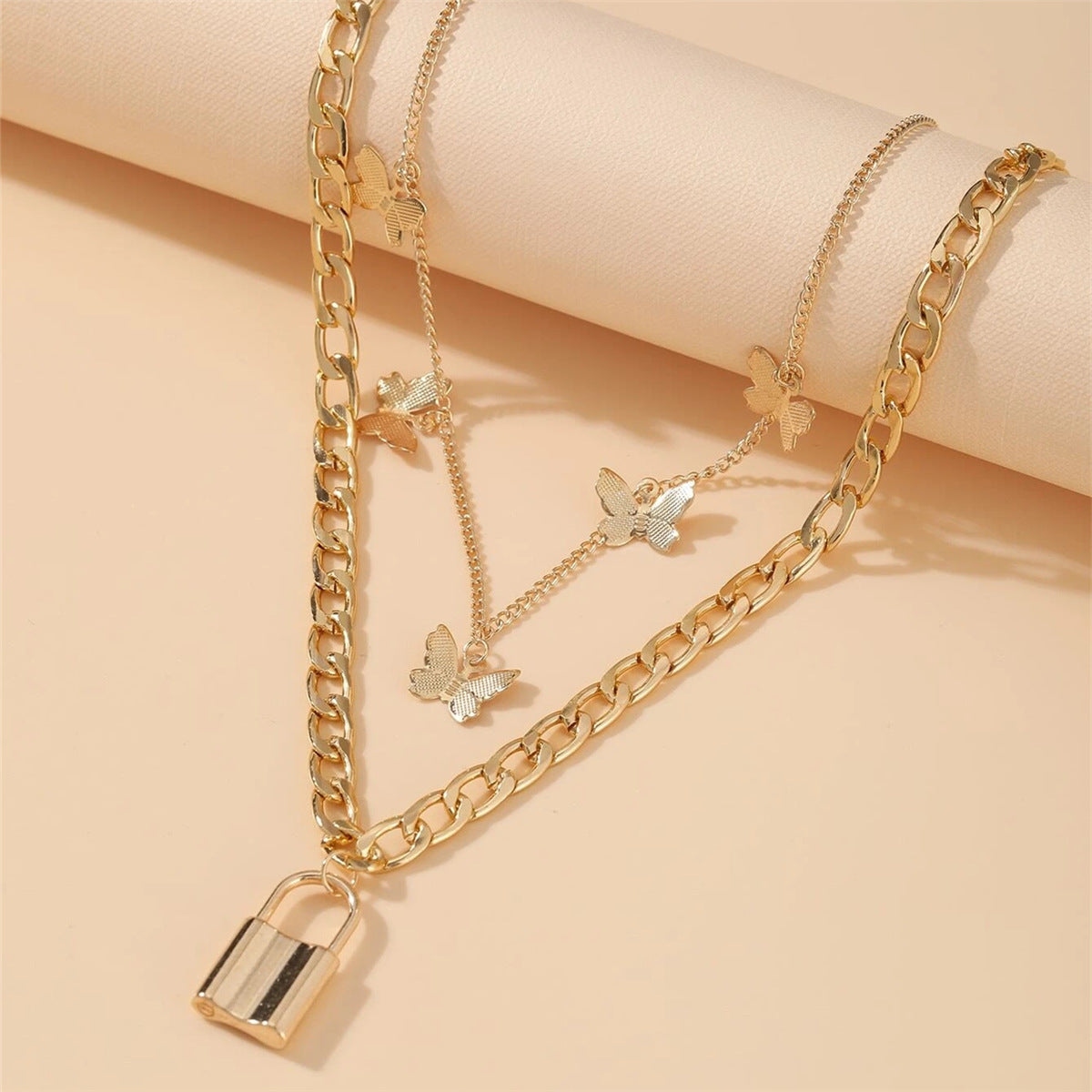 Golden Butterfly Pendant Necklace For Women