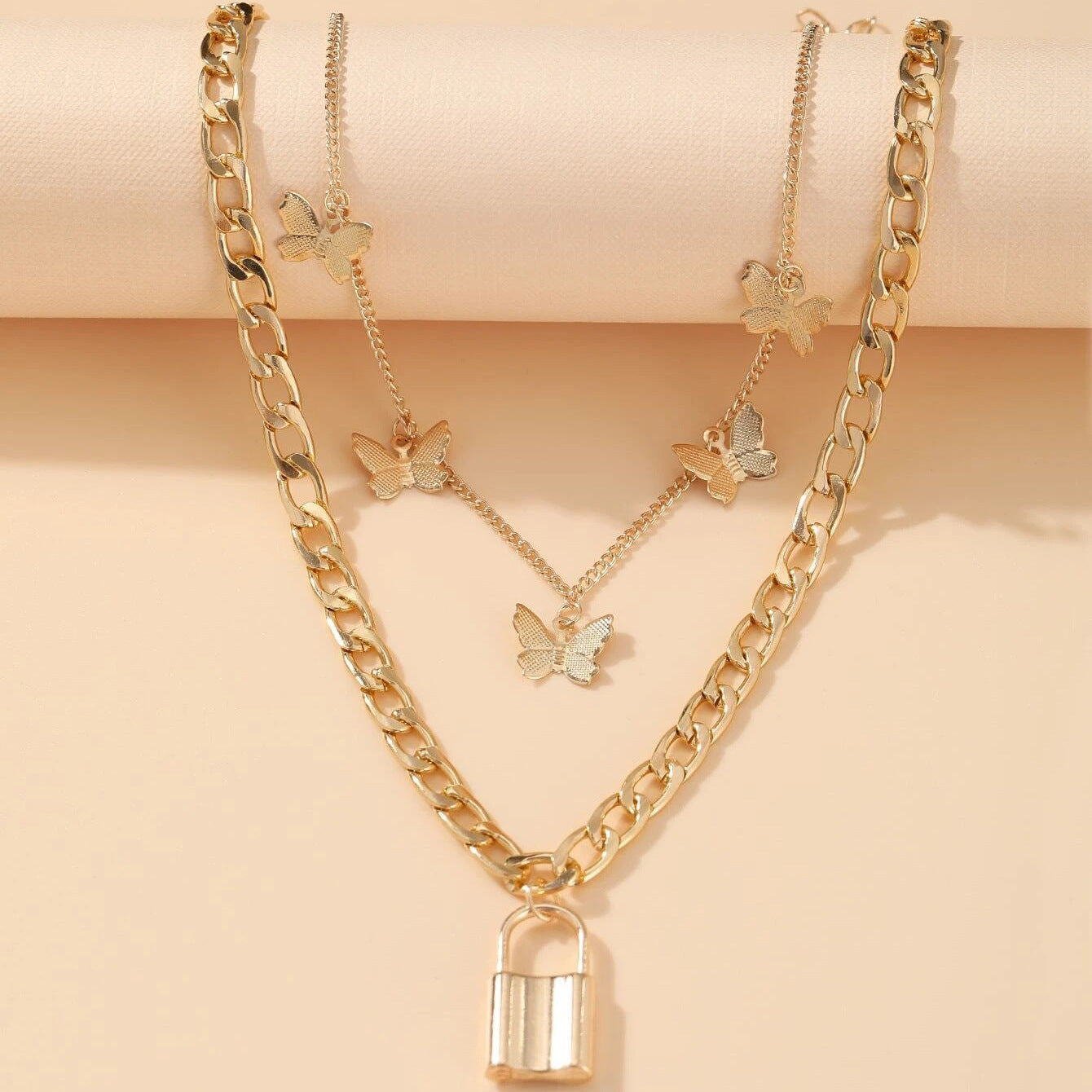 Golden Butterfly Pendant Necklace For Women