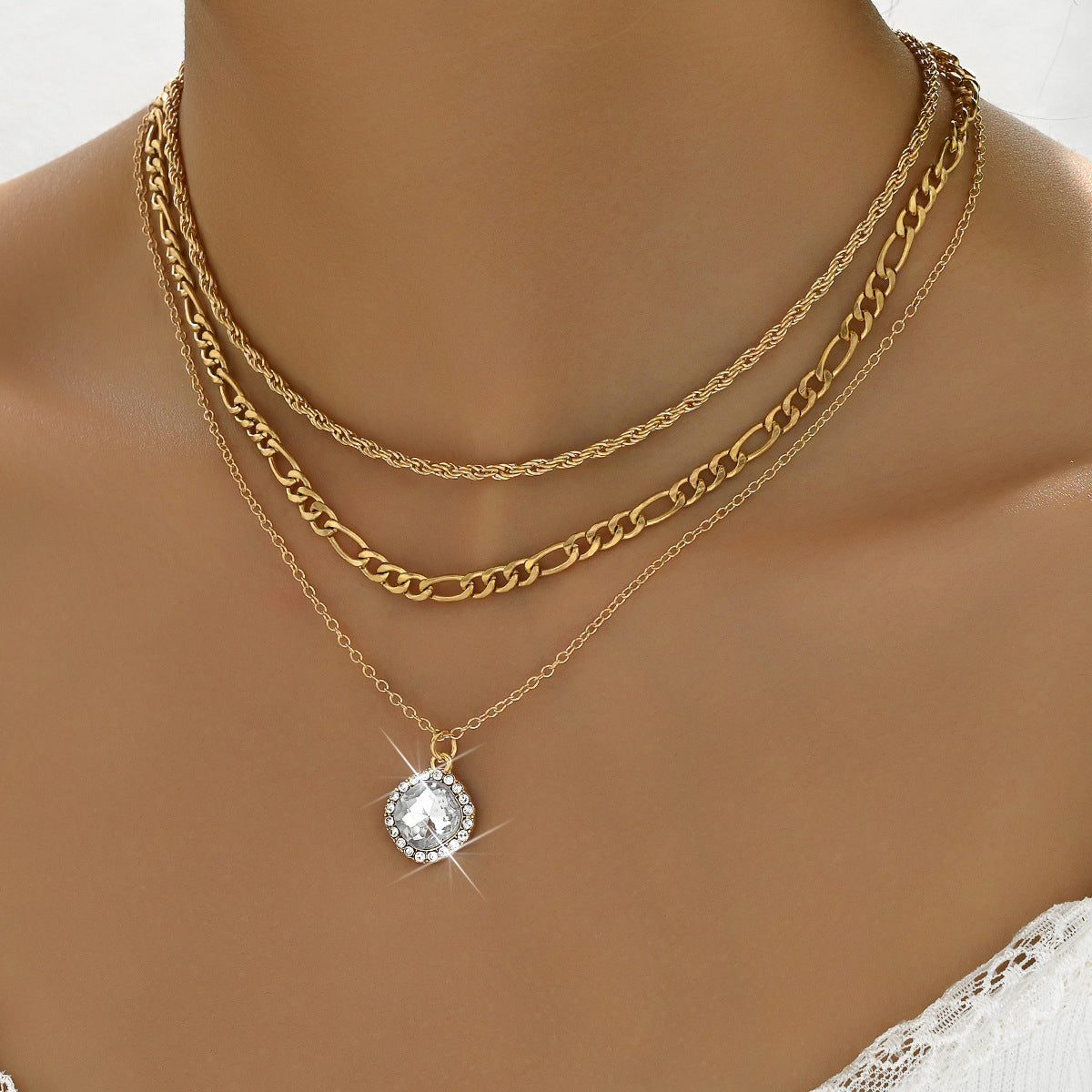 Multi-layer Pendant Necklace Fashion Women's Accessories Hemp Flowers Chain