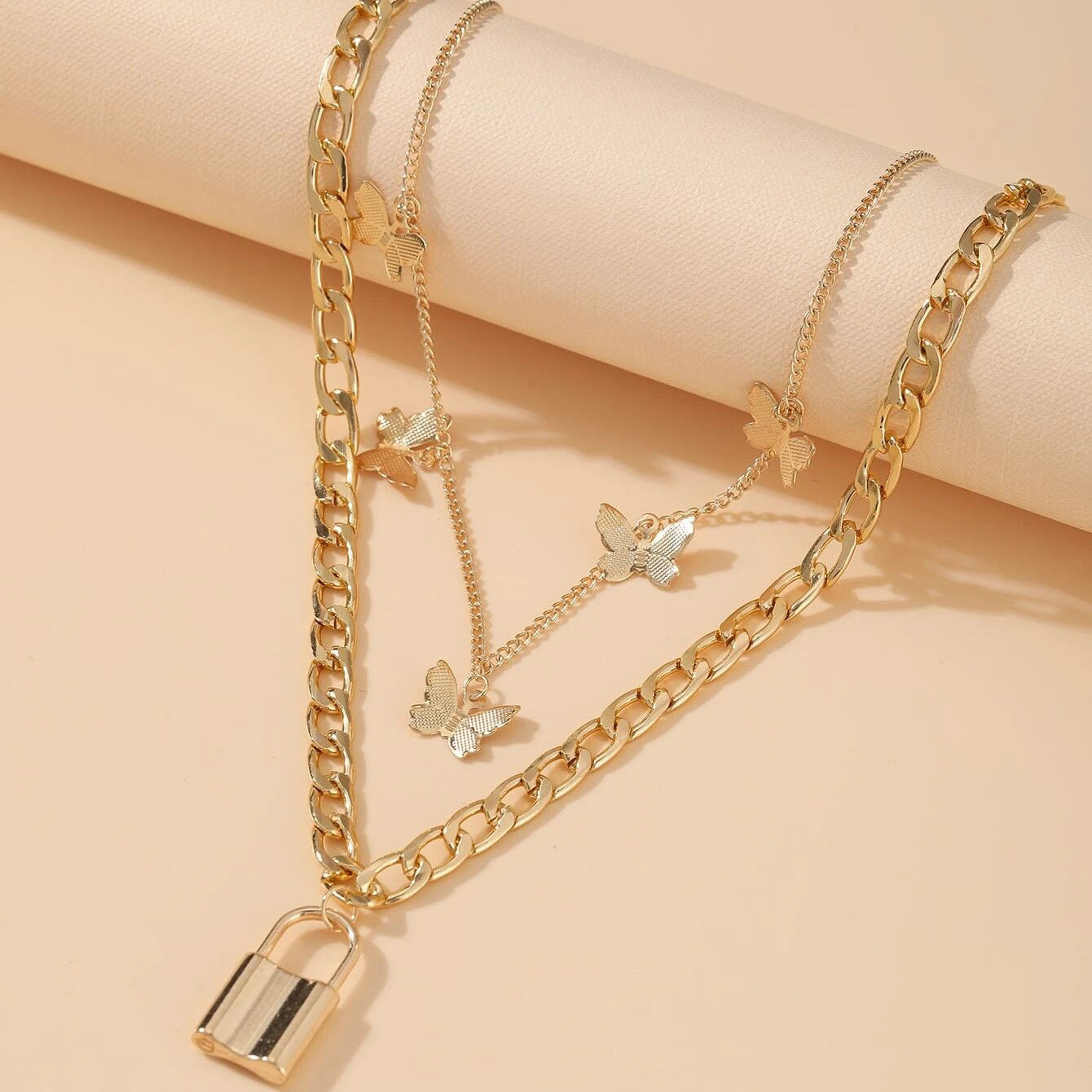 Golden Butterfly Pendant Necklace For Women