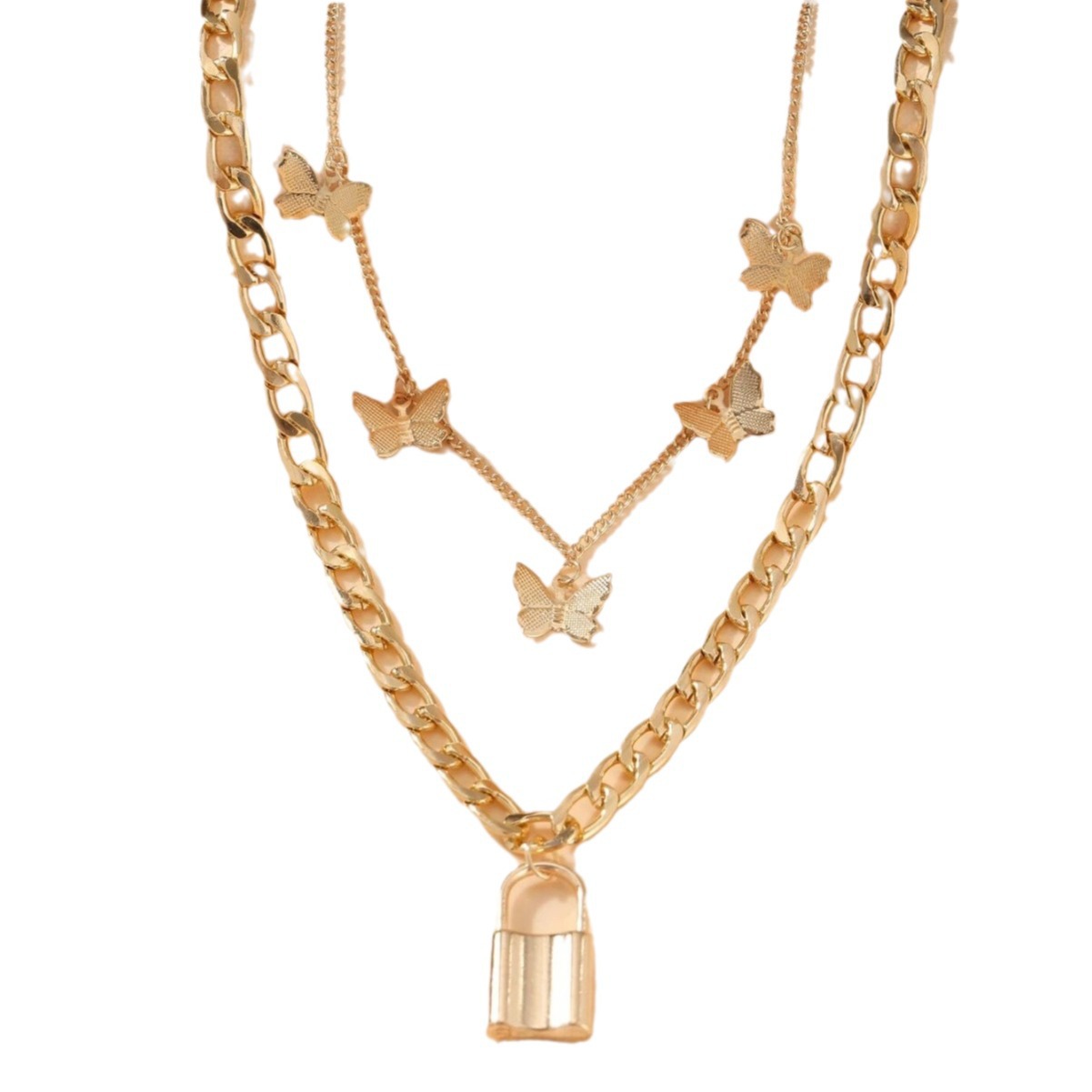 Golden Butterfly Pendant Necklace For Women